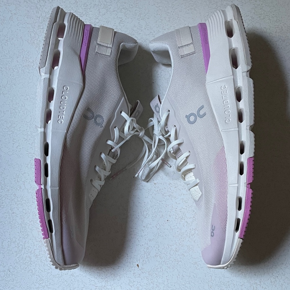 On Running Women's CLOUDNOVA FORM 2 White and Purple Sneakers - Picture 3 of 10